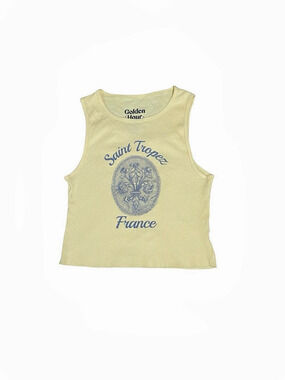 Golden Hour Graphic Cotton Tank Top in Yellow Size Medium Like New